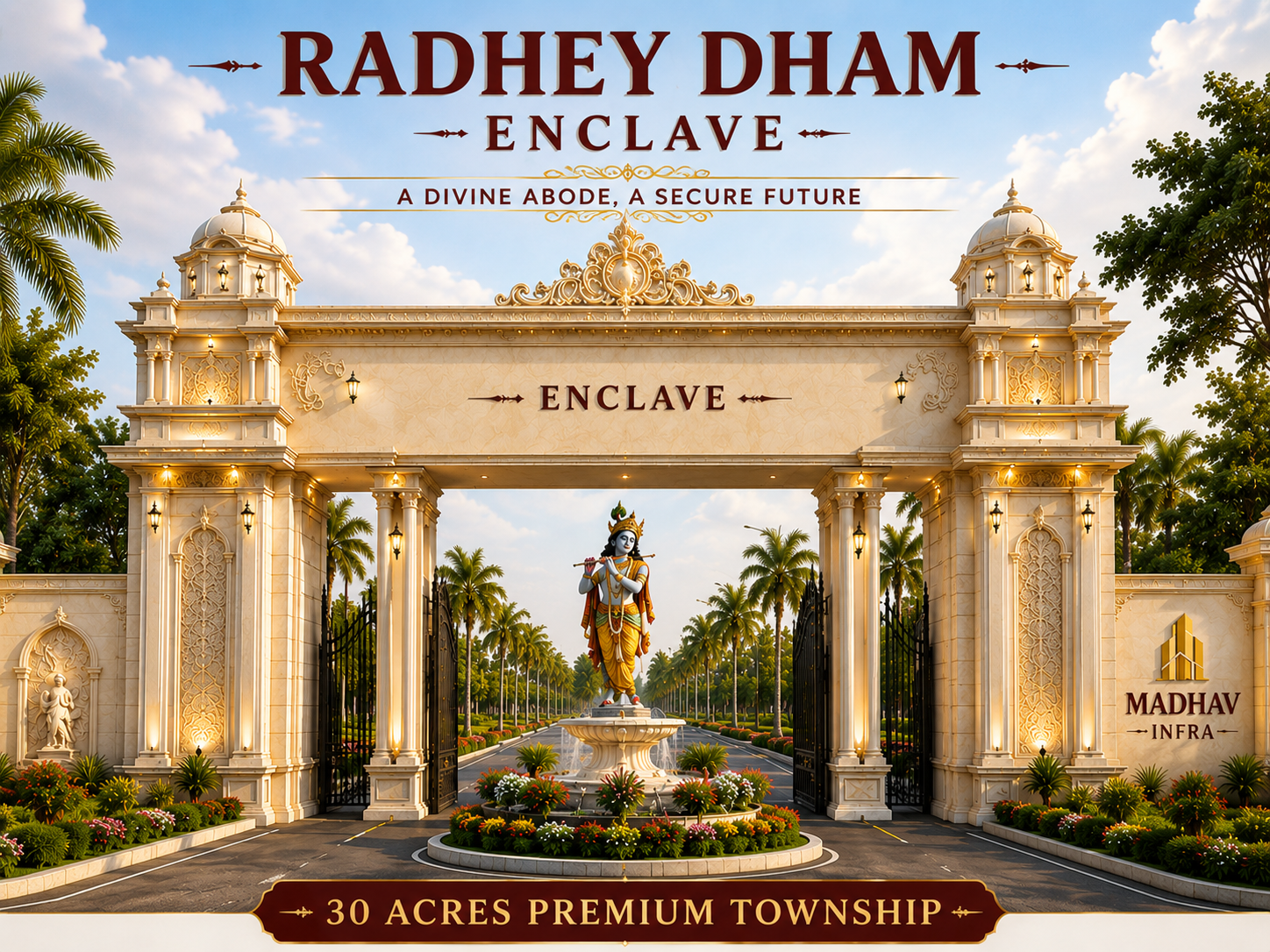 Radhey Dham Enclave plots in Mathura grand entrance